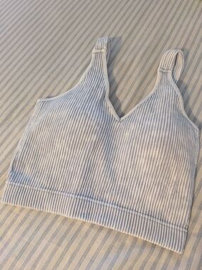 Zenana Outfitters Light Blue Ribbed V-Neck Crop Cami